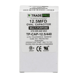 12.5 MFD 370 or 440 VAC Single Run Capacitor - Oval