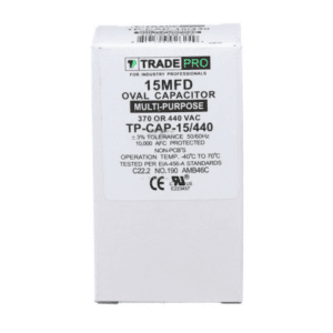 15 MFD 370 or 440 VAC Single Run Capacitor - Oval