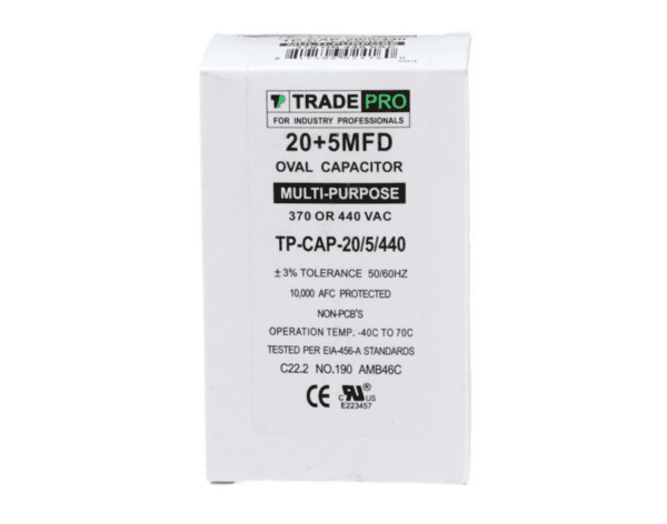 20+5 MFD 370 or 440 VAC Dual Run Capacitor - Oval