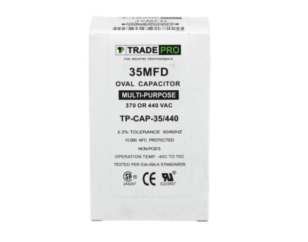 35 MFD 370 or 440 VAC Single Run Capacitor - Oval