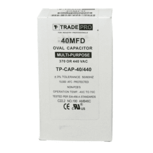 40 MFD 370 or 440 VAC Single Run Capacitor - Oval