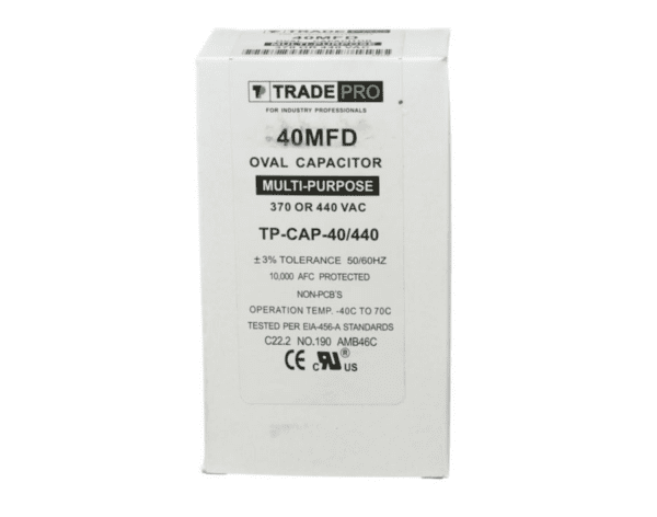40 MFD 370 or 440 VAC Single Run Capacitor - Oval