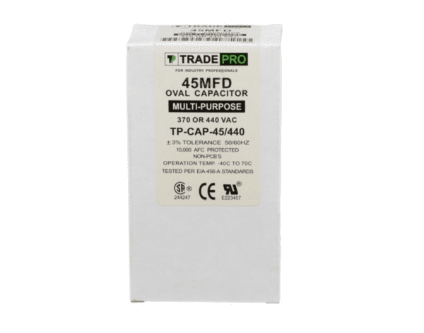45 MFD 370 or 440 VAC Single Run Capacitor - Oval
