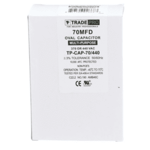 70 MFD 370 or 440 VAC Single Run Capacitor - Oval