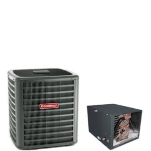 1.5 Ton Goodman 15.2 SEER2 R410A Single Stage Heat Pump Condenser with 14" Tall Horizontal Cased Evaporator Coil