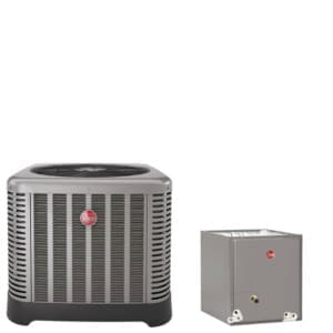 1.5 Ton Rheem 14.3 SEER2 R-454B Single Stage Air Conditioner Condenser with 14" Wide Multi-Position Cased Evaporator Coil