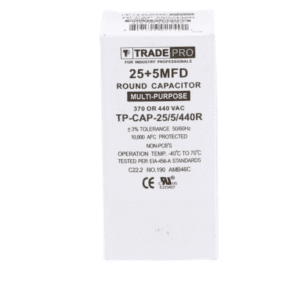 25+5 MFD 370 or 440 VAC Dual Run Capacitor - Oval