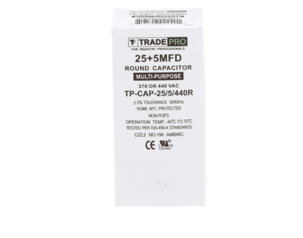 25+5 MFD 370 or 440 VAC Dual Run Capacitor - Oval