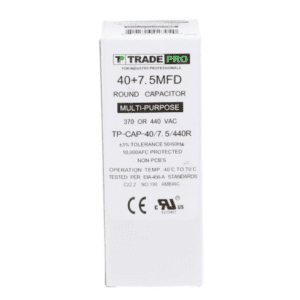 40+7.5 MFD 370 or 440 VAC Dual Run Capacitor - Round