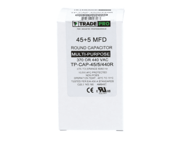 45+5 MFD 370 or 440 VAC Dual Run Capacitor - Round