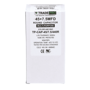 45+7.5 MFD 370 or 440 VAC Dual Run Capacitor - Round