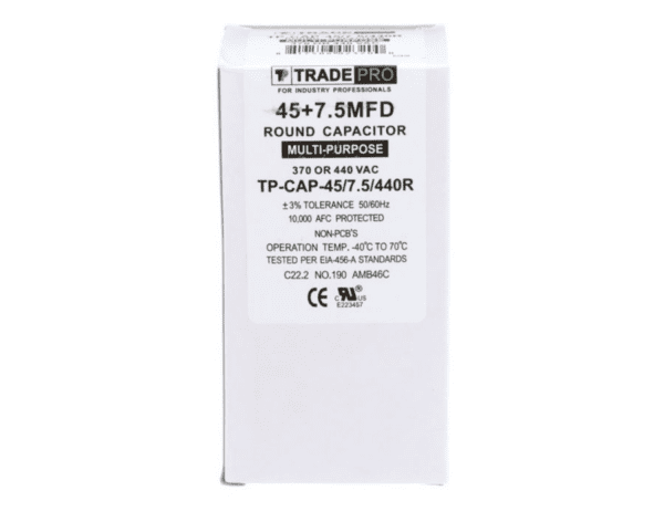 45+7.5 MFD 370 or 440 VAC Dual Run Capacitor - Round