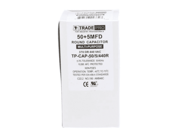 50+5 MFD 370 or 440 VAC Dual Run Capacitor - Round