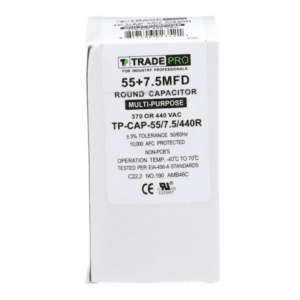 55+7.5 MFD 370 or 440 VAC Dual Run Capacitor - Round