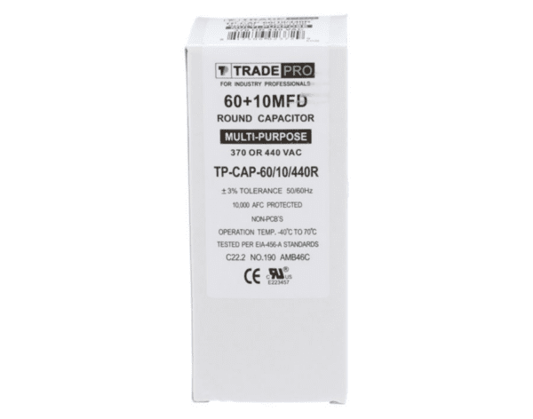 60+10 MFD 370 or 440 VAC Dual Run Capacitor - Round