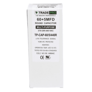60+5 MFD 370 or 440 VAC Dual Run Capacitor - Round