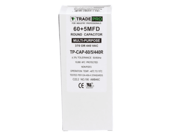 60+5 MFD 370 or 440 VAC Dual Run Capacitor - Round