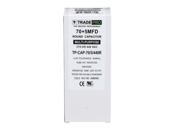 70+5 MFD 370 or 440 VAC Dual Run Capacitor - Round