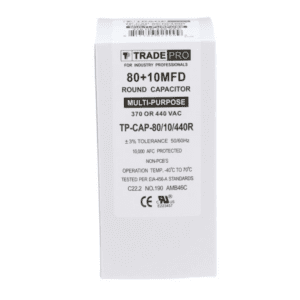 80+10 MFD 370 or 440 VAC Dual Run Capacitor - Round