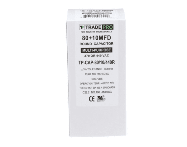 80+10 MFD 370 or 440 VAC Dual Run Capacitor - Round