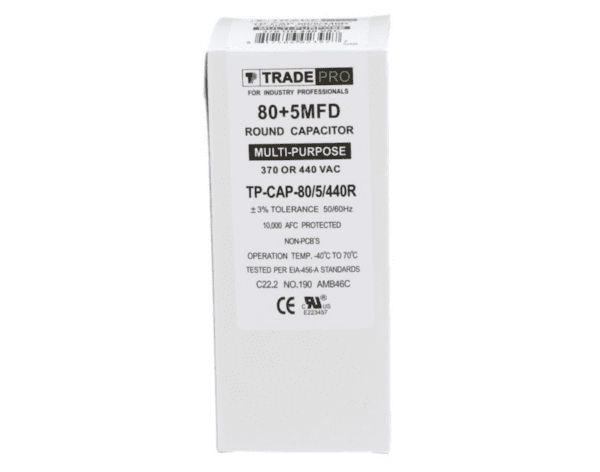 80+5 MFD 370 or 440 VAC Dual Run Capacitor - Round