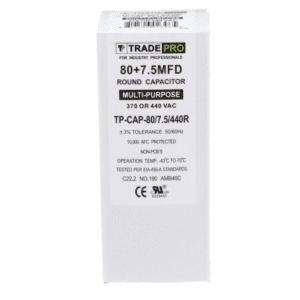 80+7.5 MFD 370 or 440 VAC Dual Run Capacitor - Round