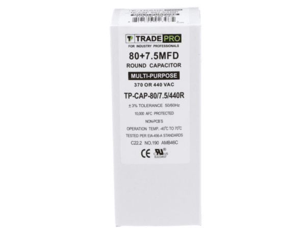 80+7.5 MFD 370 or 440 VAC Dual Run Capacitor - Round